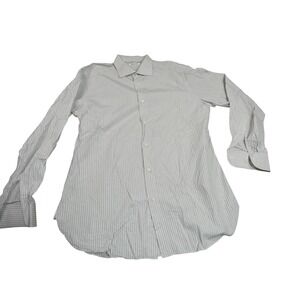 Brioni Roma Mens 16 41 Cotton Striped Long Sleeve Button Down Shirt Italy